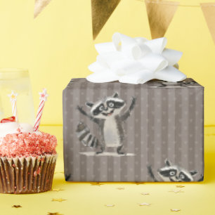 Racoon themed brown large scale for craft or gift wrapping paper