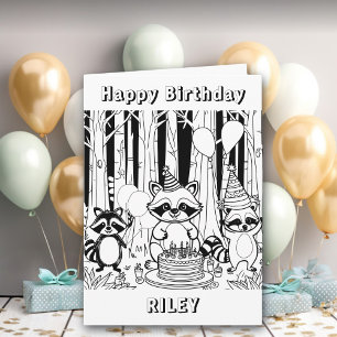 Racoon Themed Happy Birthday Personalised  Card
