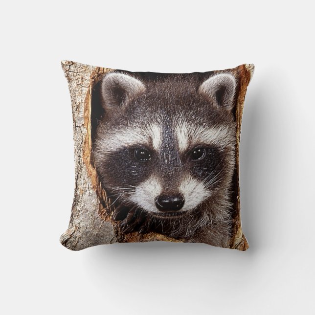 "Racoon Throw Pillow" Cushion (Front)
