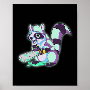Racoon Trash Panda Scary Vaporwave 80s Animal Spo Poster