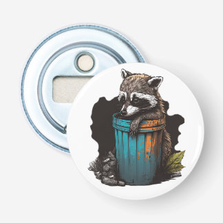 Racoon trash panda with his trash can bottle opener