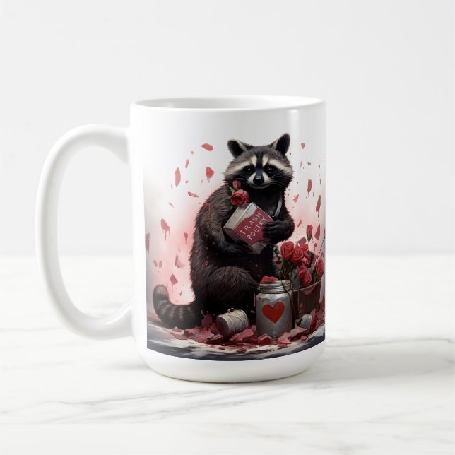 Racoon trash poetry Valentines day Coffee Mug (Left)
