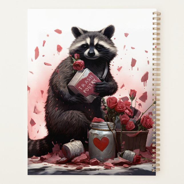 Racoon trash poetry Valentines day Planner (Back)
