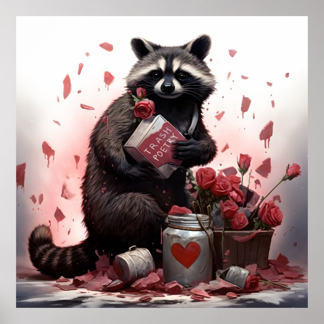 Racoon trash poetry Valentines day Poster (Front)