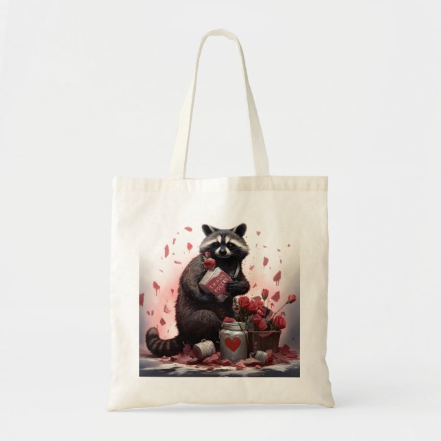 Racoon trash poetry Valentines day Tote Bag (Front)