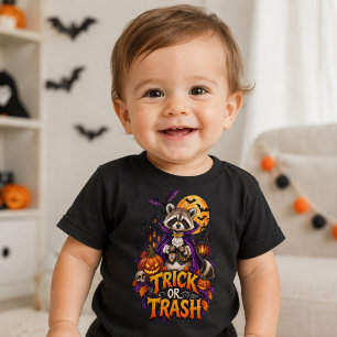 Racoon Trick or Trash Vampire Halloween Toddler Baby T-Shirt