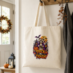 Racoon Trick or Trash Vampire Halloween Tote Bag