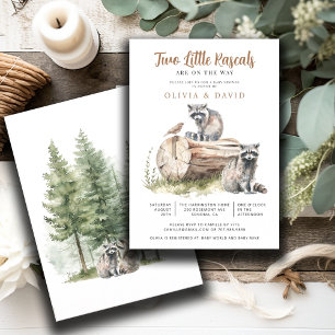 Racoon Twins Baby Shower Invitation