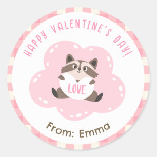 Racoon Valentine Stickers Cute Personalised Kids