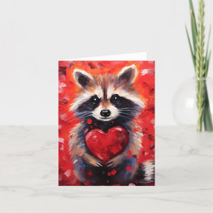Racoon Valentines day Holiday Card