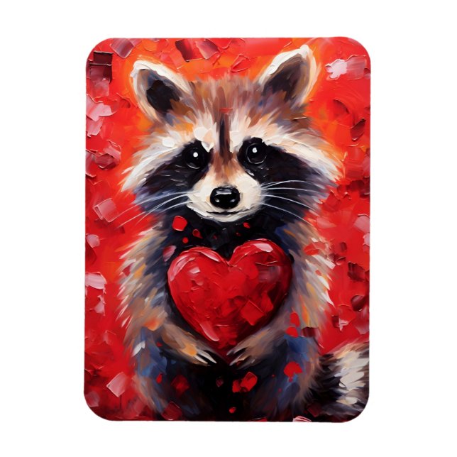 Racoon Valentines day Magnet (Vertical)