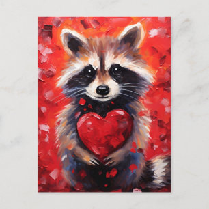 Racoon Valentines day Postcard