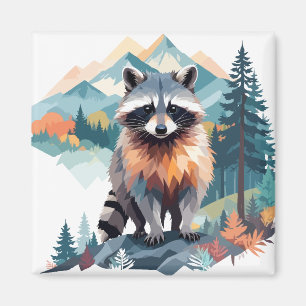 Racoon Vector Art Animal In The Majestic Nature Magnet