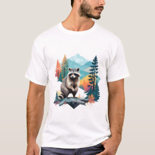 Racoon Vector Art Animal In The Majestic Nature  T-Shirt