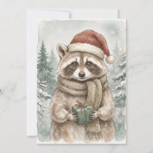Racoon Vintage Woodland Holiday Winter Christmas