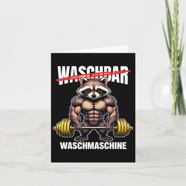 Racoon Washing Machine Bodybuilding Fitness Gym  Card (Front)