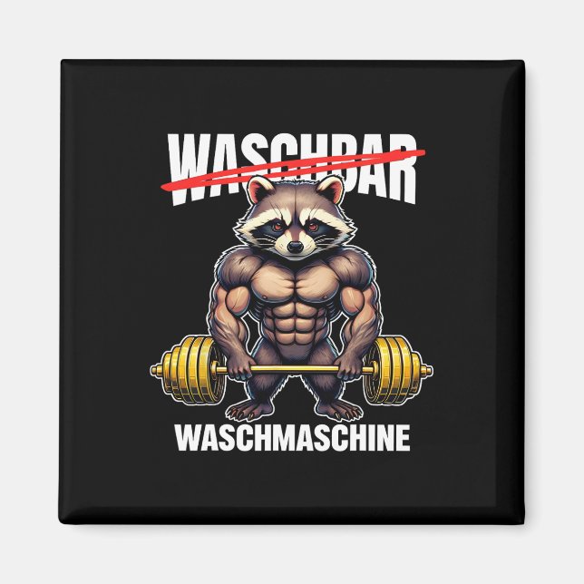 Racoon Washing Machine Bodybuilding Fitness Gym  Magnet (Front)