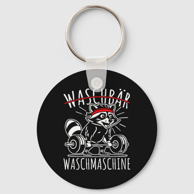 Racoon Washing Machine Racoon Fitness Bodybuildi Key Ring (Front)