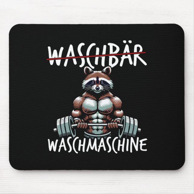 Racoon Washing Machine Racoon Fitness Bodybuildi Mouse Pad (Front)