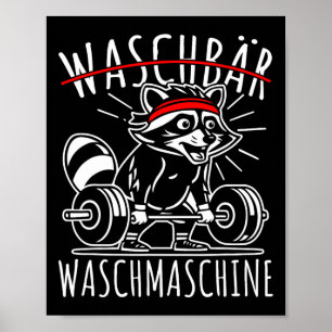 Racoon Washing Machine Racoon Fitness Bodybuildi Poster