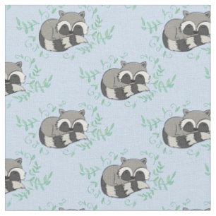 Racoon Watercolor Baby Room Decor Woodland Animal Fabric