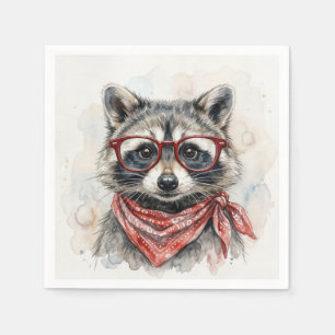 Racoon Wearing Red Glasses Napkin