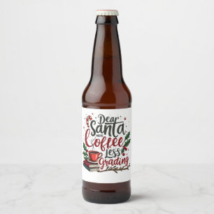 Racoon Wearing Santa Hat and Christmas Beer Bottle Label
