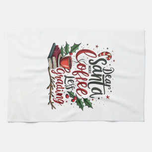 Racoon Wearing Santa Hat and Christmas Tea Towel