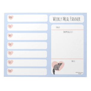 Racoon Weekly Meal planner notepad 