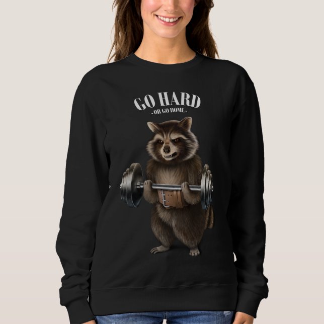 Racoon Weightlifting in Fitness Gym Sweatshirt (Front)