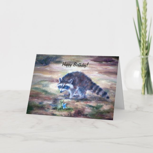 Racoon What's That Birtday Card (Front)