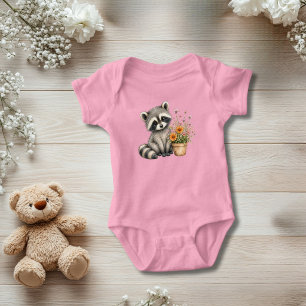 Racoon Wildflowers Baby Girl Gift Bodysuit