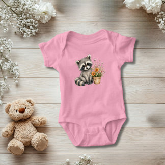 Racoon Wildflowers Baby Girl Gift Bodysuit