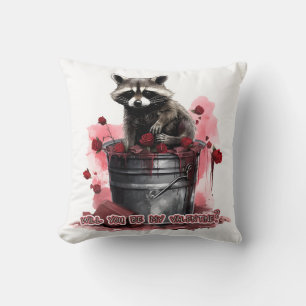 Racoon Will you be my Valentine? Cushion