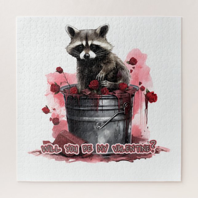 Racoon Will you be my Valentine? Jigsaw Puzzle (Vertical)
