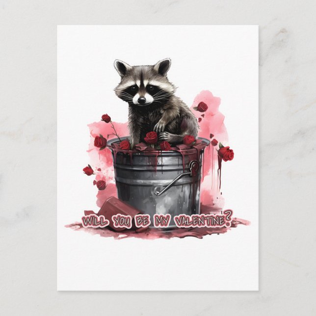Racoon Will you be my Valentine? Postcard (Front)