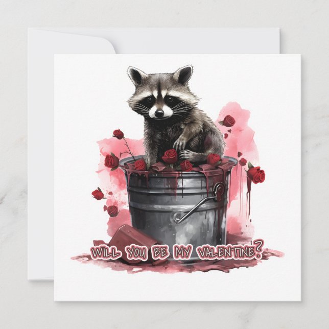 Racoon Will you be my Valentine? Save The Date (Front)