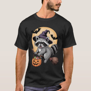 Racoon Witch Hat Pumpkin Halloween Costume Men Wo T-Shirt