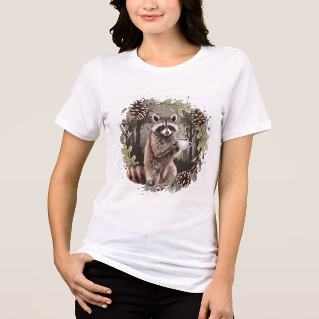 Racoon with a Coffee Tri-Blend Shirt (Front)