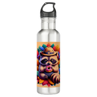 racoon with a doughnut 710 ml water bottle
