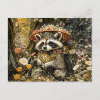 Racoon with a Fly Agaric Mushroom in Fantasy Fore