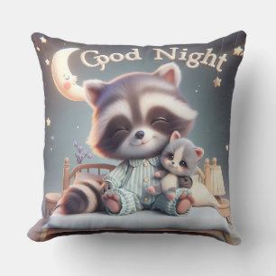 Racoon with a Kitten, Collection by Natasha Us Cushion