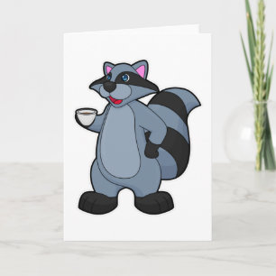 Racoon with Cup of Coffee Card
