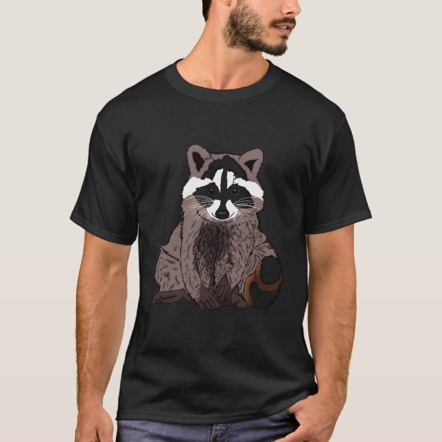 Racoon With Funny Face Like Bears Raccoons And To T-Shirt (Front)