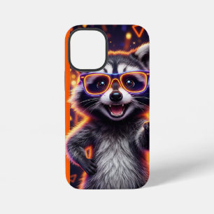 Racoon With Orange-rimmed Glowing yellow Glasses iPhone 12 Mini Case