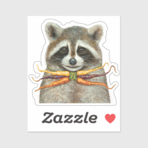 racoon with rainbow carrot bow tie
