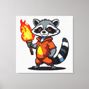 Racoon with Torch Canvas Print