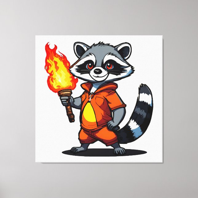 Racoon with Torch Canvas Print (Front)