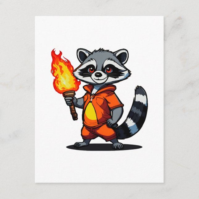 Racoon with Torch Enclosure Card (Front)