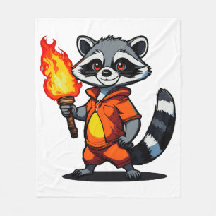 Racoon with Torch Fleece Blanket